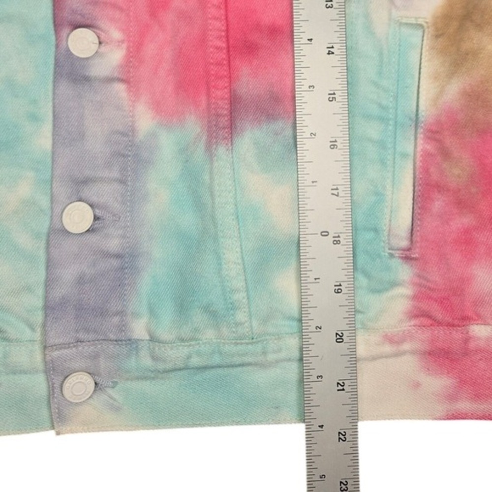 GRLFRND Kim Tie‎ Dye Denim Jacket Womens Small Pink Purple Blue Cotton Trucker - Picture 9 of 10